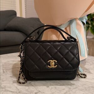 Chanel Black Quilted Crossbody Bag with Gold Accents